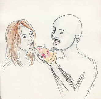 The ''Cuddlies'' are eating a pizza