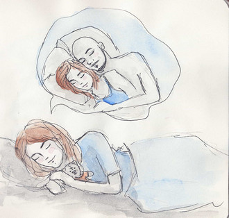 Aliya hugging a little teddy bear while imagining hugging Ante