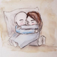 The ''Cuddlies'' hugging on the pillow